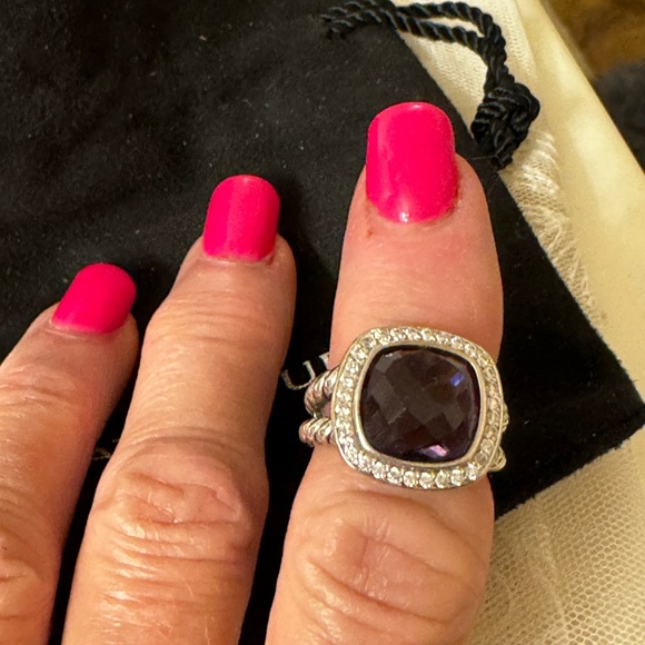 David Yurman 11mm Albion Amethyst and Diamond ring. - Picture 2 of 13